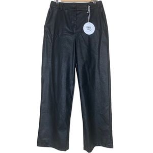 Princess Polly Women’s Jessie PU Pants Vegan Leather Relaxed Fit Black Size 10